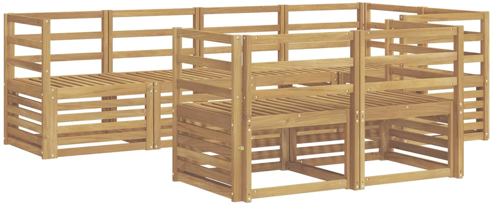 Lauko baldų komplektas Lauko sofos komplektas 7 vnt. Balta Kietos akacijos mediena