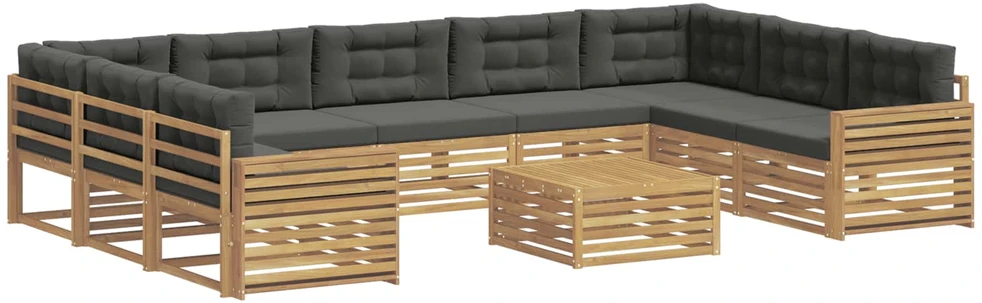 Lauko baldų komplektas Lauko sofos komplektas 10 vnt. 9 vietos Balta ir antracito