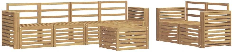 Lauko baldų komplektas Lauko sofos komplektas 7 vnt. Balta Kietos akacijos mediena