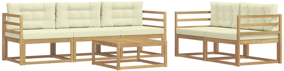 Lauko baldų komplektas Lauko sofos komplektas 6 vnt. 5 vietos Balta ir kreminė