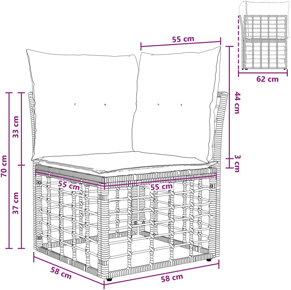 Lauko sofos komplektas 12 vnt. Juoda ir tamsiai pilka