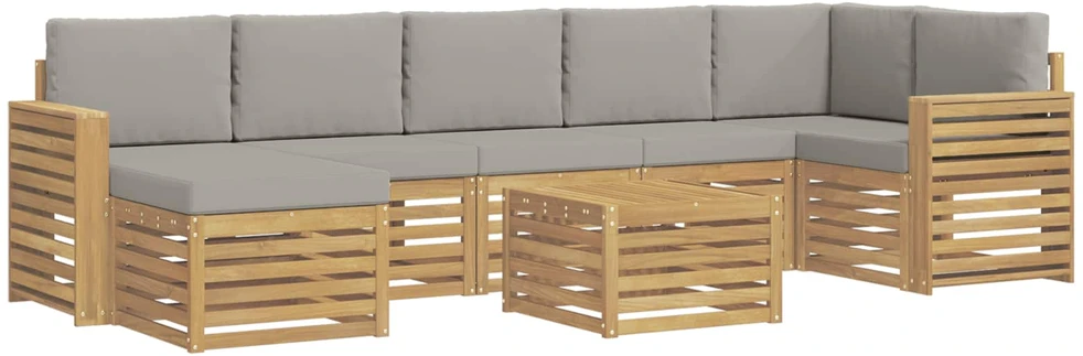 Lauko baldų komplektas Lauko sofos komplektas 8 vnt. 8 vietos Balta ir šviesiai pilka