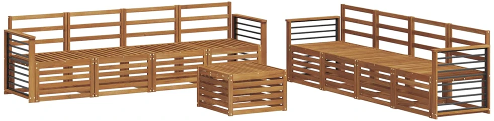 Lauko baldų komplektas Lauko sofos komplektas 9 vnt. Natūrali