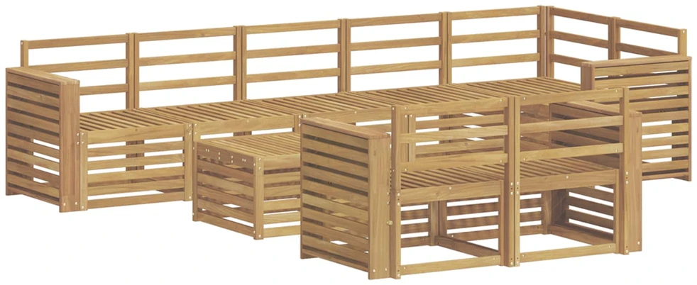 Lauko baldų komplektas Lauko sofos komplektas 9 vnt. Balta Kietos akacijos mediena