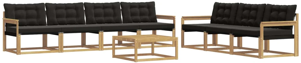 Lauko baldų komplektas Lauko sofos komplektas 8 vnt. Balta ir juoda