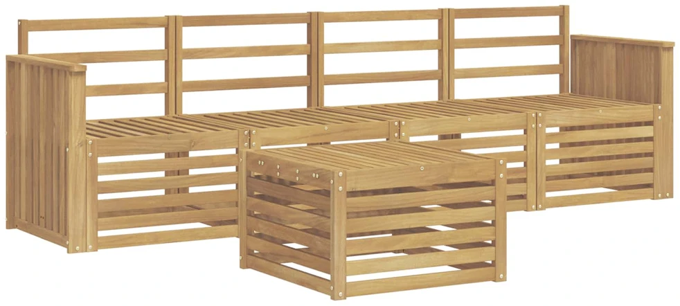 Lauko baldų komplektas Lauko sofos komplektas 5 vnt. Balta Kietos akacijos mediena