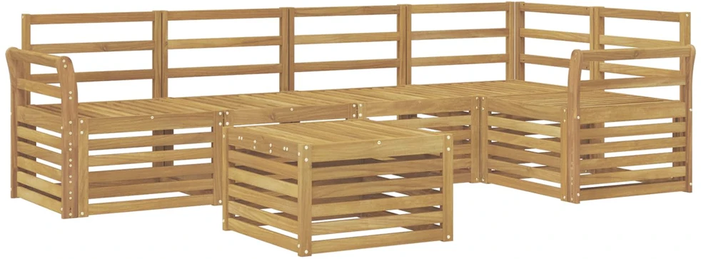 Lauko baldų komplektas Lauko sofos komplektas 6 vnt. Balta Kietos akacijos mediena