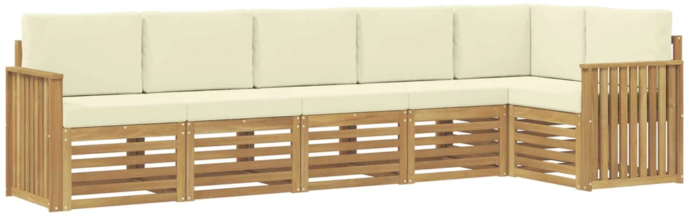 Lauko baldų komplektas Lauko sofos komplektas 6 vnt. 6 vietos Balta ir kreminė