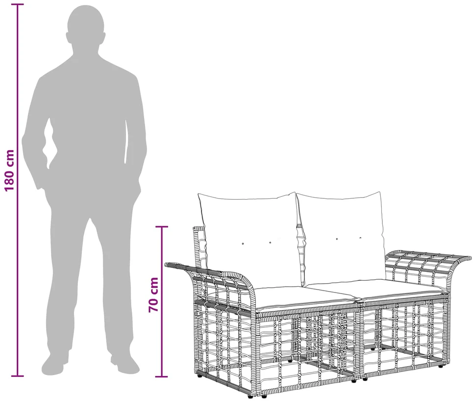Lauko sofos komplektas 10 vnt. Natūralus ir grietinėlės baltas