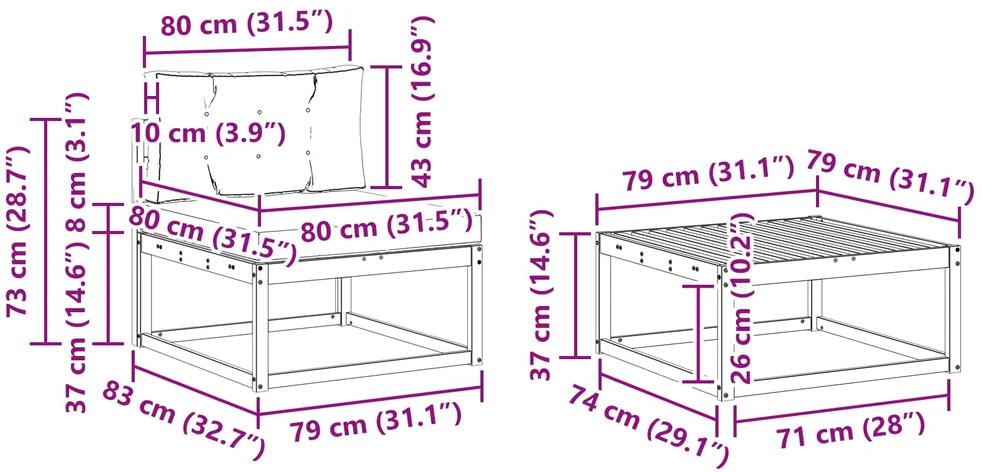 Lauko baldų komplektas Lauko sofos komplektas 6 vnt. Balta ir antracito