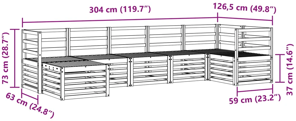 Lauko baldų komplektas Lauko sofos komplektas 7 vnt. 6 vietos Balta Solid Acacia Wood