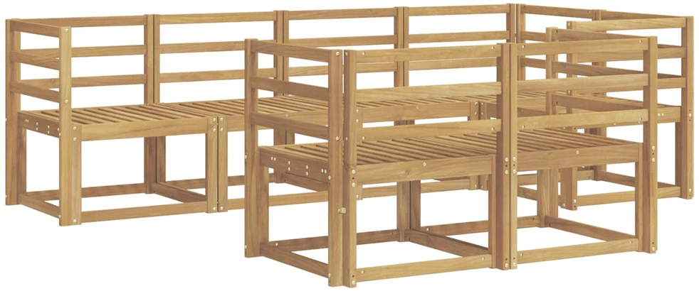 Lauko baldų komplektas Lauko sofos komplektas 7 vnt. 7 vietos Baltas Solid Acacia Wood