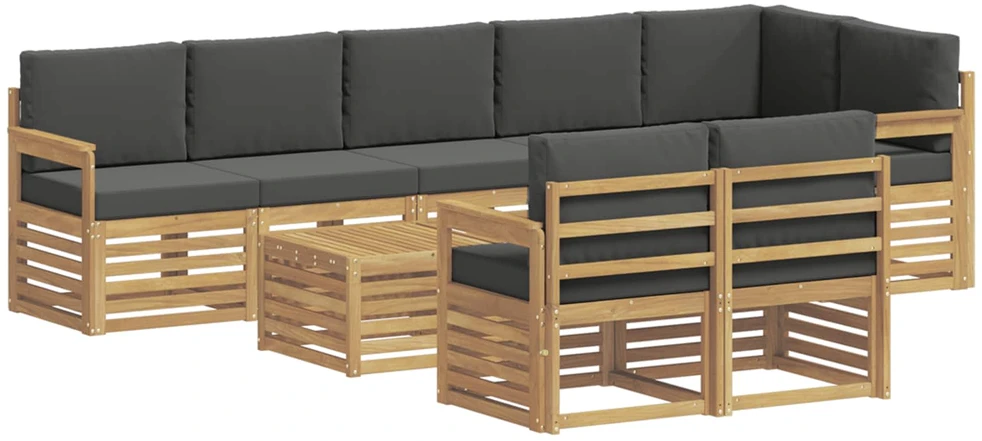 Lauko baldų komplektas Lauko sofos komplektas 9 vnt. 8 vietos Balta ir antracito