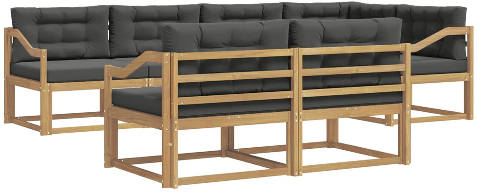 Lauko baldų komplektas Lauko sofos komplektas 6 vnt. 7 vietos Balta ir antracito