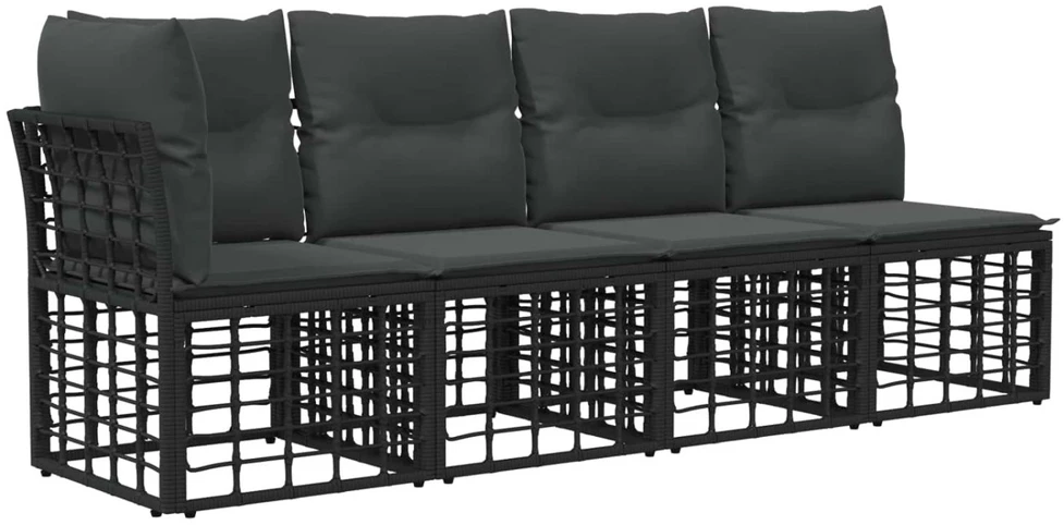 Lauko sofos komplektas 9 vnt. Juoda ir tamsiai pilka