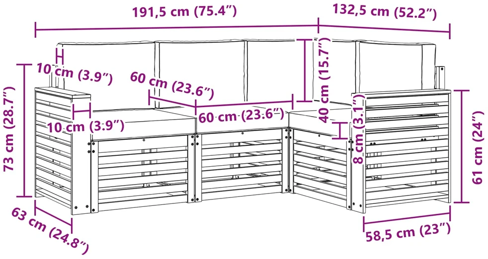 Lauko baldų komplektas Lauko sofos komplektas 4 vnt. Balta ir kreminė Poliesteris