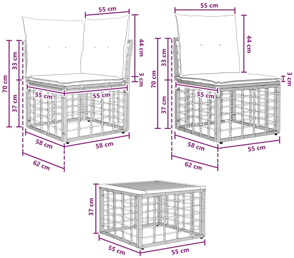 Lauko sofos komplektas 14 vnt. Natūralus ir grietinėlės baltas