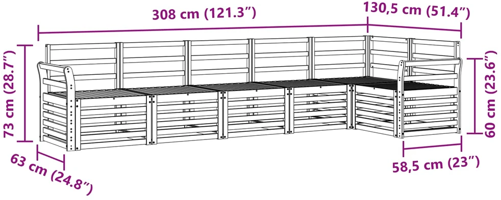 Lauko baldų komplektas Lauko sofos komplektas 6 vnt. 6 vietos Balta