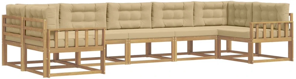 Lauko baldų komplektas Lauko sofos komplektas 7 vnt. 7 vietos Balta ir kreminė