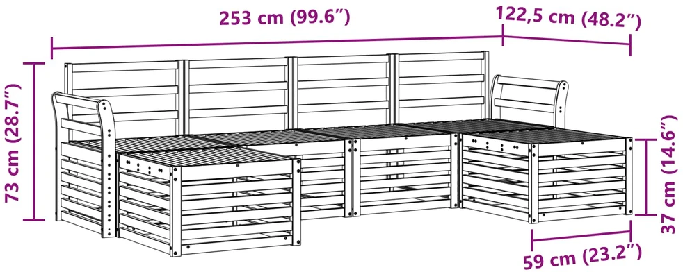 Lauko baldų komplektas Lauko sofos komplektas 6 vnt. 6 vietos Balta