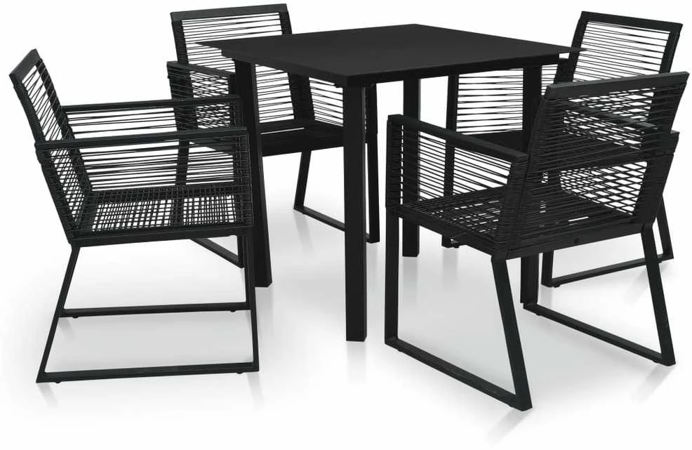 Lauko baldų komplektas Lauko valgomojo baldų komplektas, 5 dalių, juodas, PVC ratanas