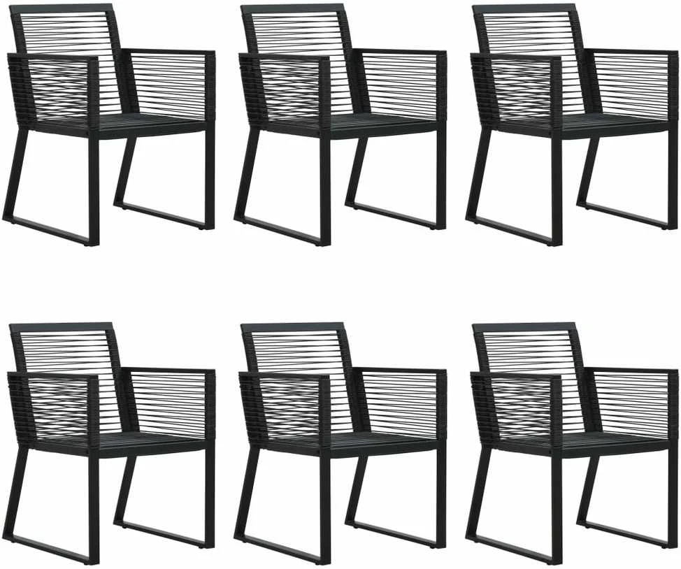 Lauko baldų komplektas Lauko valgomojo baldų komplektas, 7 dalių, juodas, PVC ratanas