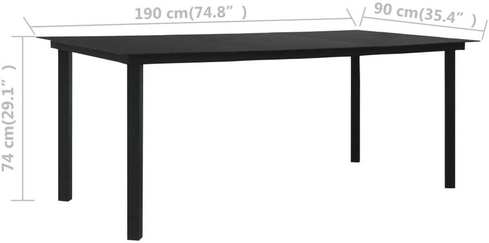 Lauko baldų komplektas Lauko valgomojo baldų komplektas, 7 dalių, juodas, PVC ratanas