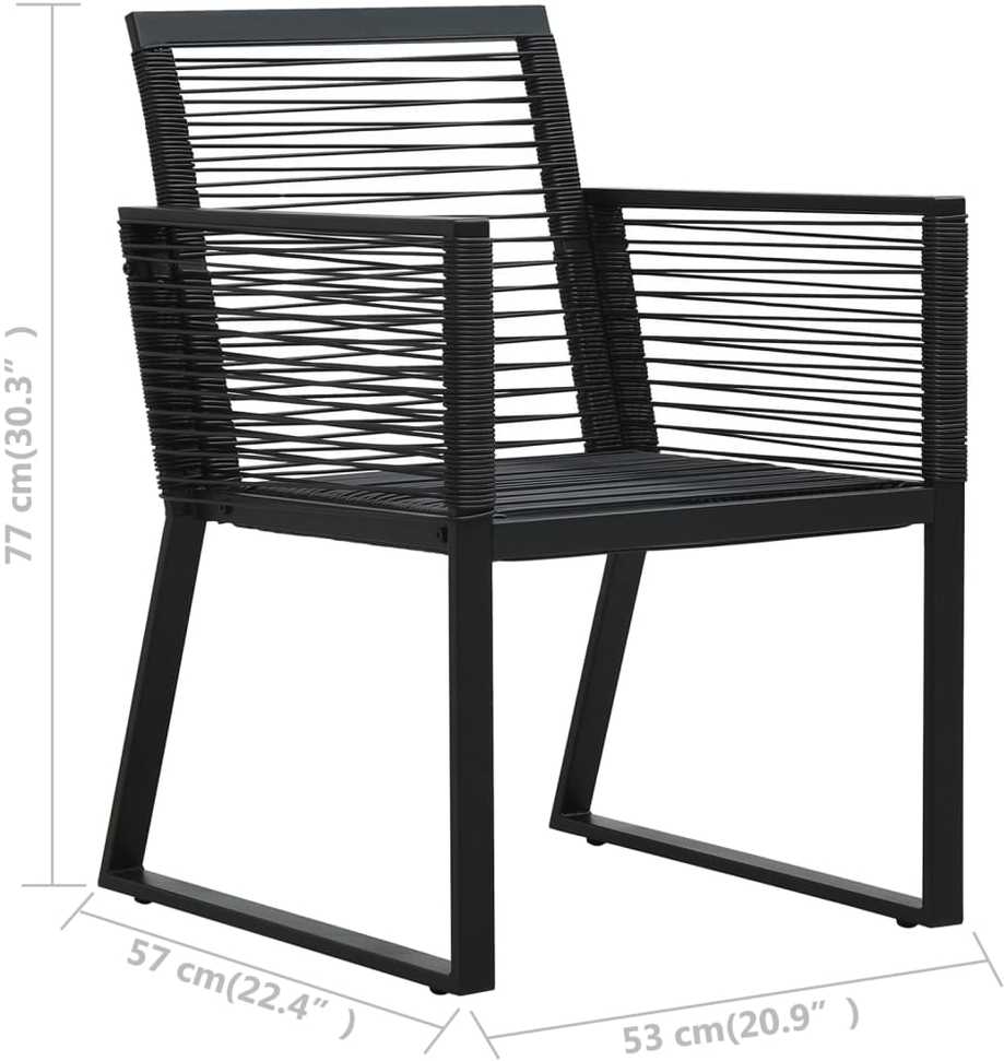 Lauko baldų komplektas Lauko valgomojo baldų komplektas, 7 dalių, juodas, PVC ratanas