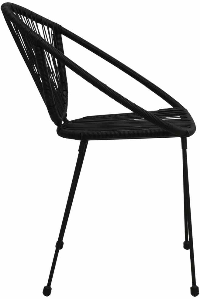 Lauko valgomojo baldų komplektas, 3 dalių, juodas, PVC ratanas