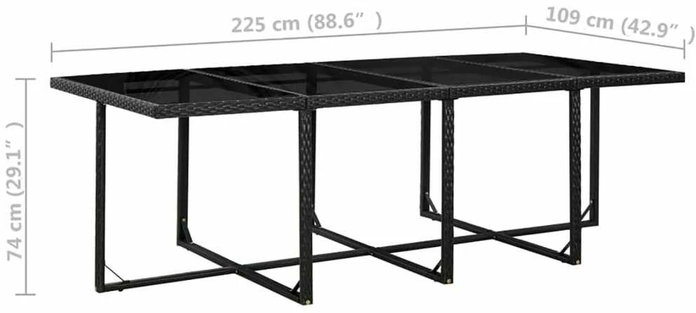 Lauko baldų komplektas Lauko valgomojo baldų kompl. su pagalv., 13d., juod., polirat.