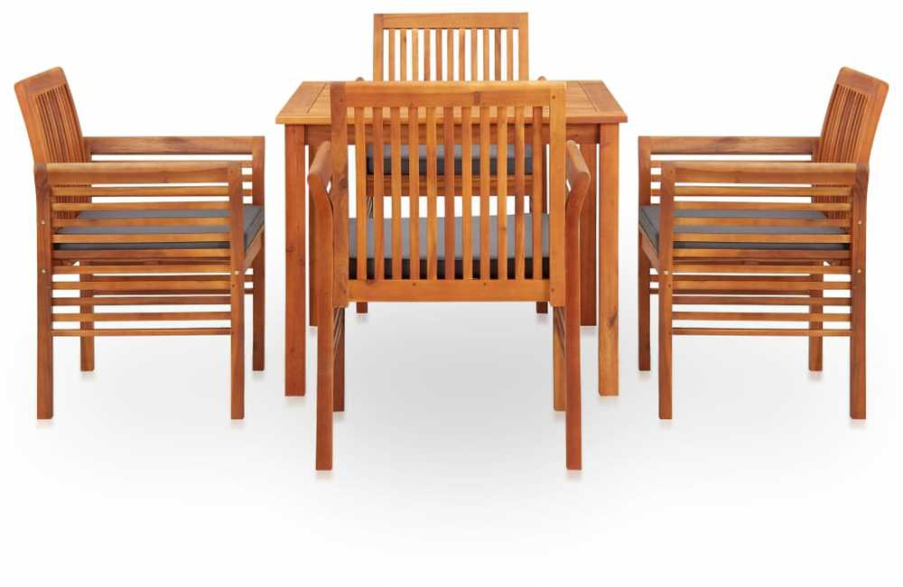 Lauko baldų komplektas Lauko valgomojo komplektas su pagalvėlėmis, 5 dalių, akacija