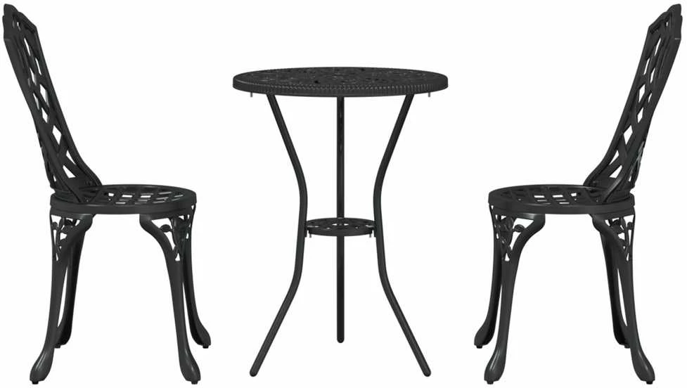 Sodo Bistro Rinkinys 3 vnt. Juoda Aliuminis