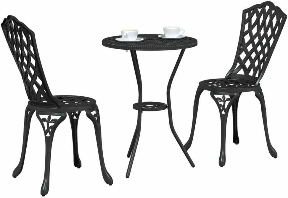 Sodo Bistro Rinkinys 3 vnt. Juoda Aliuminis