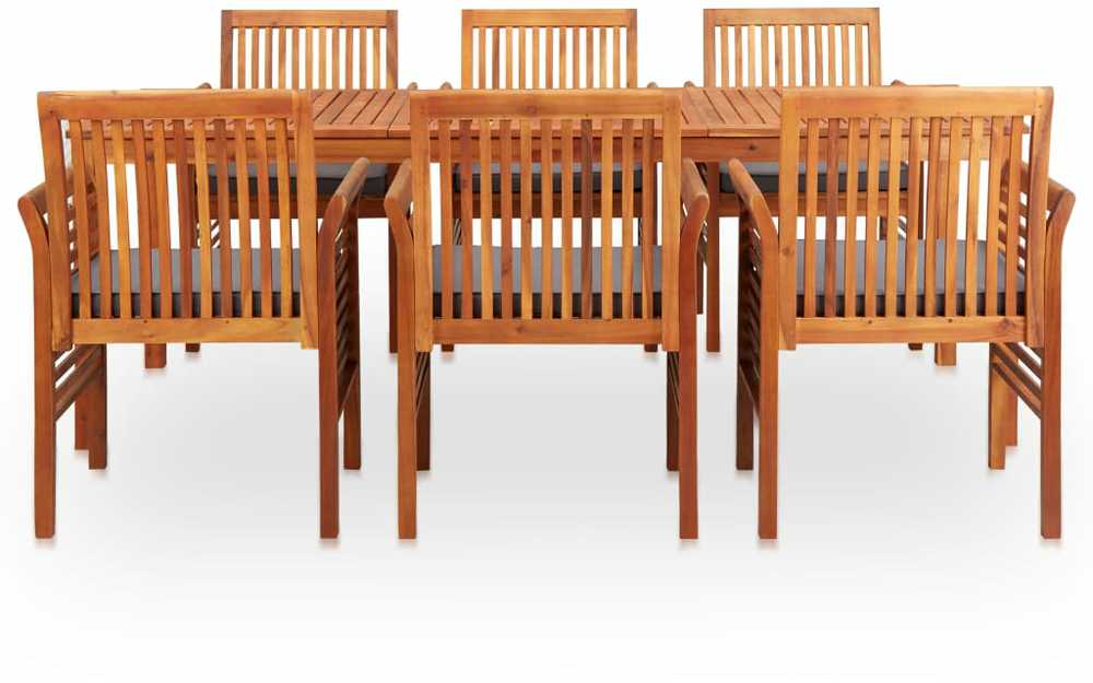 Lauko baldų komplektas Lauko valgomojo komplektas su pagalvėlėmis, 7 dalių, akacija