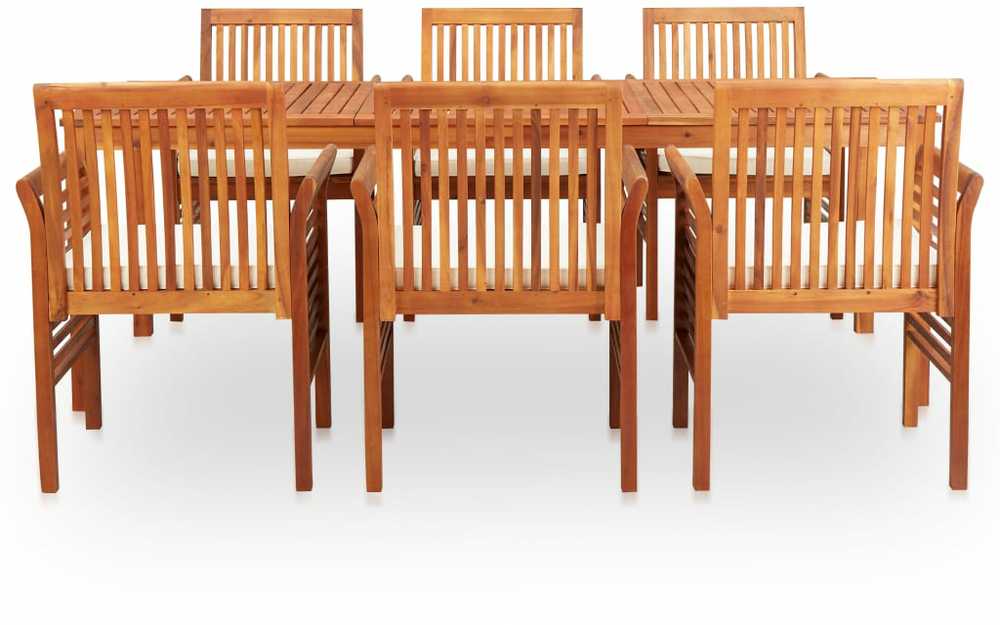 Lauko baldų komplektas Lauko valgomojo komplektas su pagalvėlėmis, 7 dalių, akacija