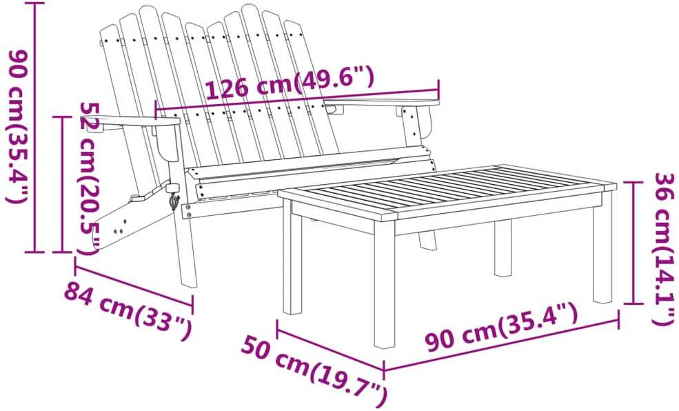 Lauko baldų komplektas Sodo adirondack komplektas, 5 dalių, akacijos medienos masyvas
