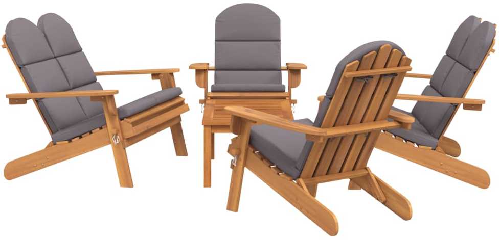 Sodo adirondack komplektas, 5 dalių, akacijos medienos masyvas