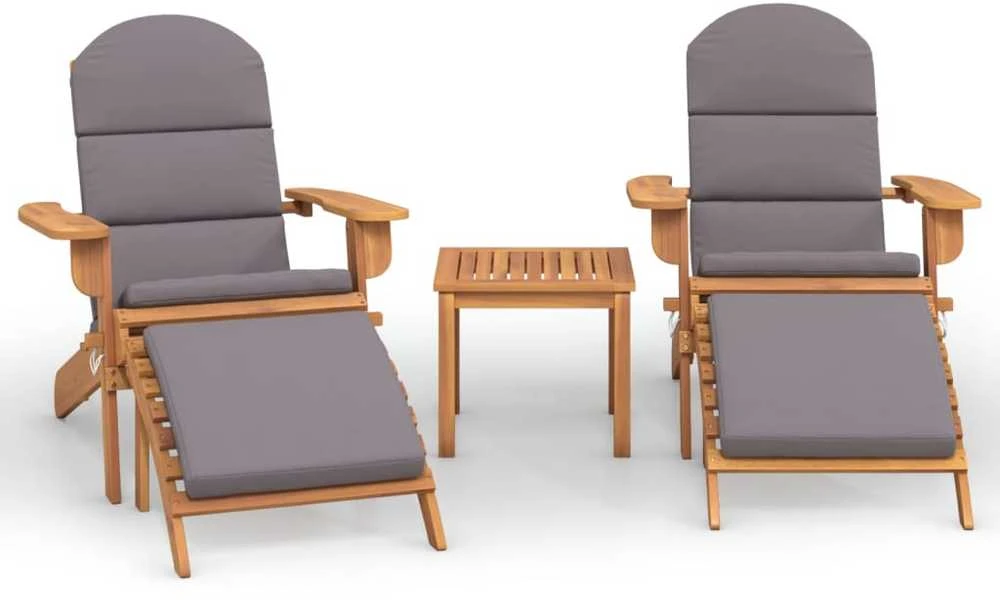 Lauko baldų komplektas Sodo adirondack komplektas, 3 dalių, akacijos medienos masyvas