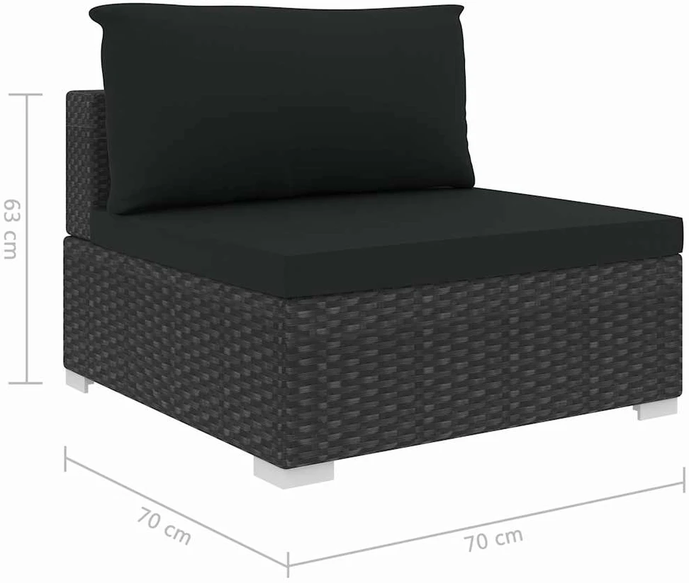 Sodo baldų komplektas su pagalvėmis, 11 dalių, juodas, ratanas