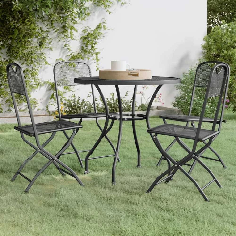 Lauko baldų komplektas Sodo baldų komplektas, 5 dalių, antracito, išplėstas metalas