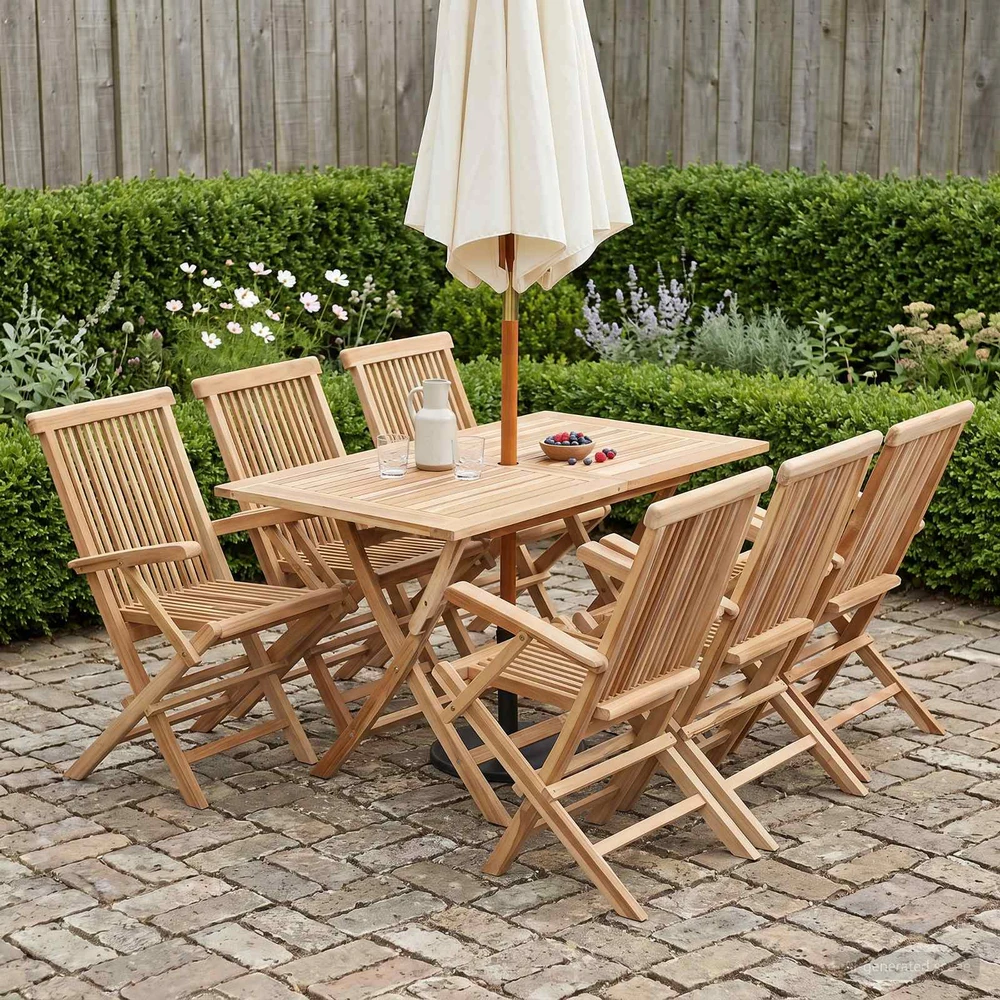 Lauko baldų komplektas Sodo baldų komplektas 7 vnt. Natūrali 120 x 70 x 75,5 cm