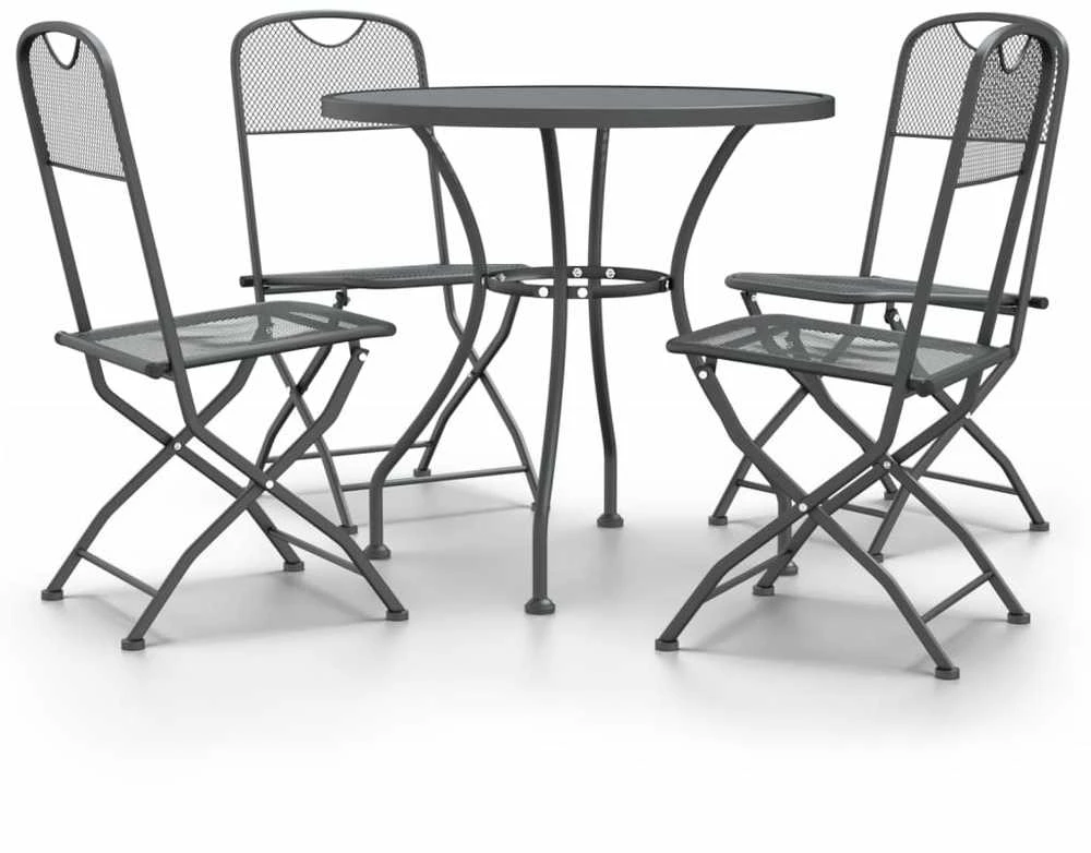 Lauko baldų komplektas Sodo baldų komplektas, 5 dalių, antracito, išplėstas metalas