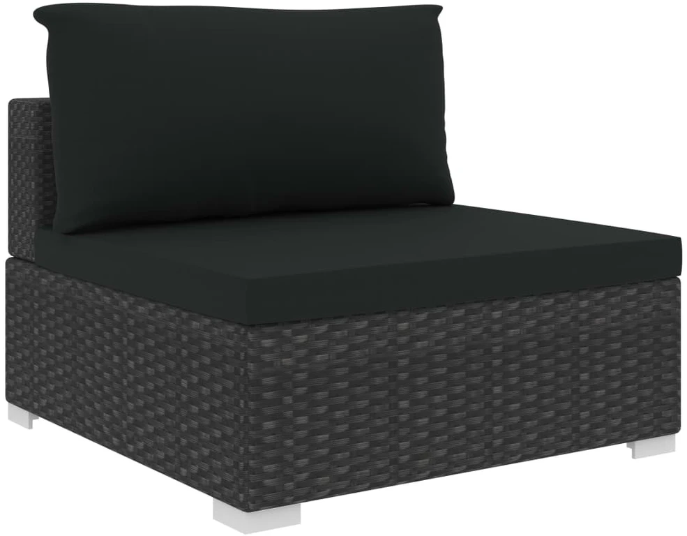 Lauko baldų komplektas Sodo baldų komplektas su pagalvėmis, 11 dalių, juodas, ratanas