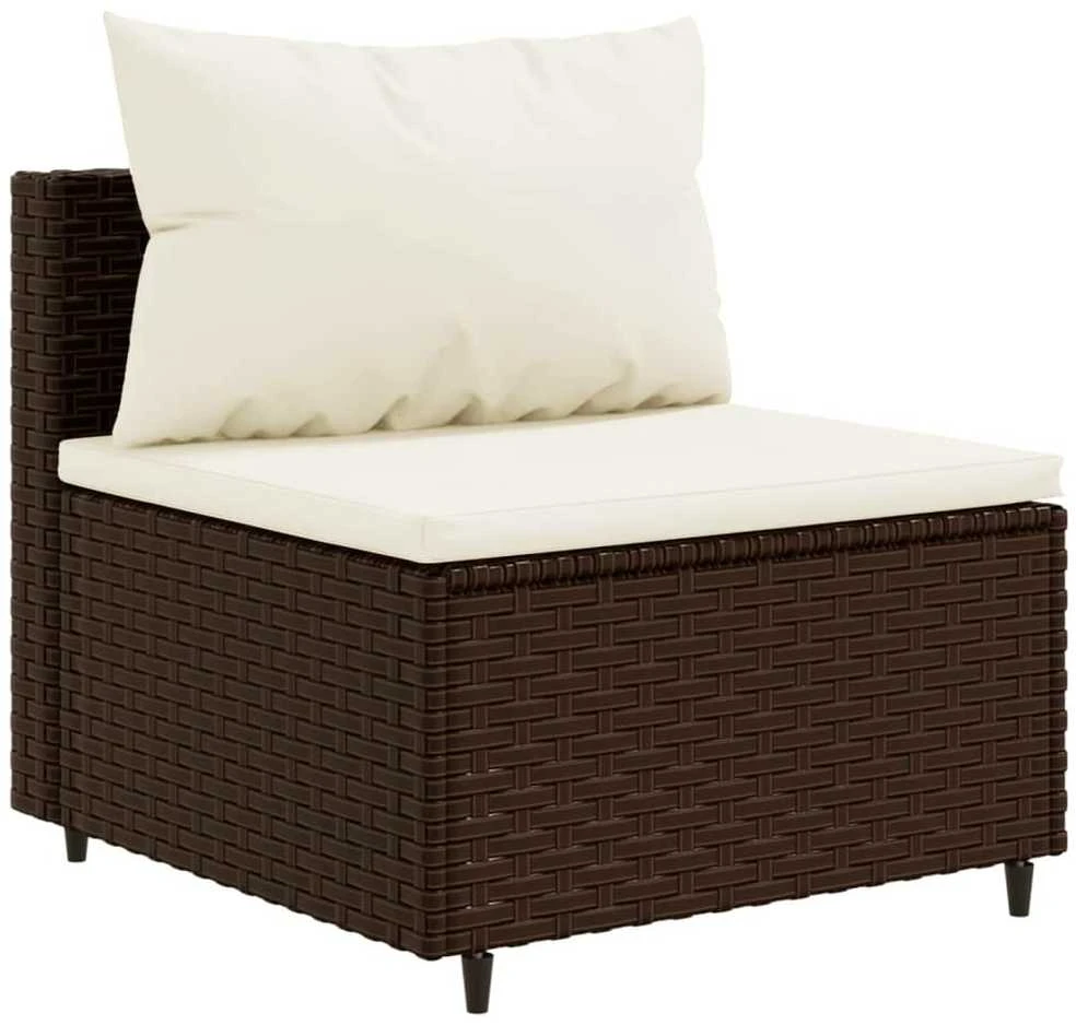 Sodo baldų komplektas su pagalvėlėmis, 7 dalių, rudas