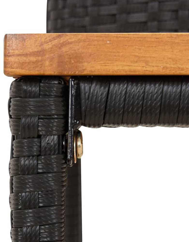 Lauko baldų komplektas Sodo baro komplektas, 5 dalių, juodas, poliratanas ir akacija