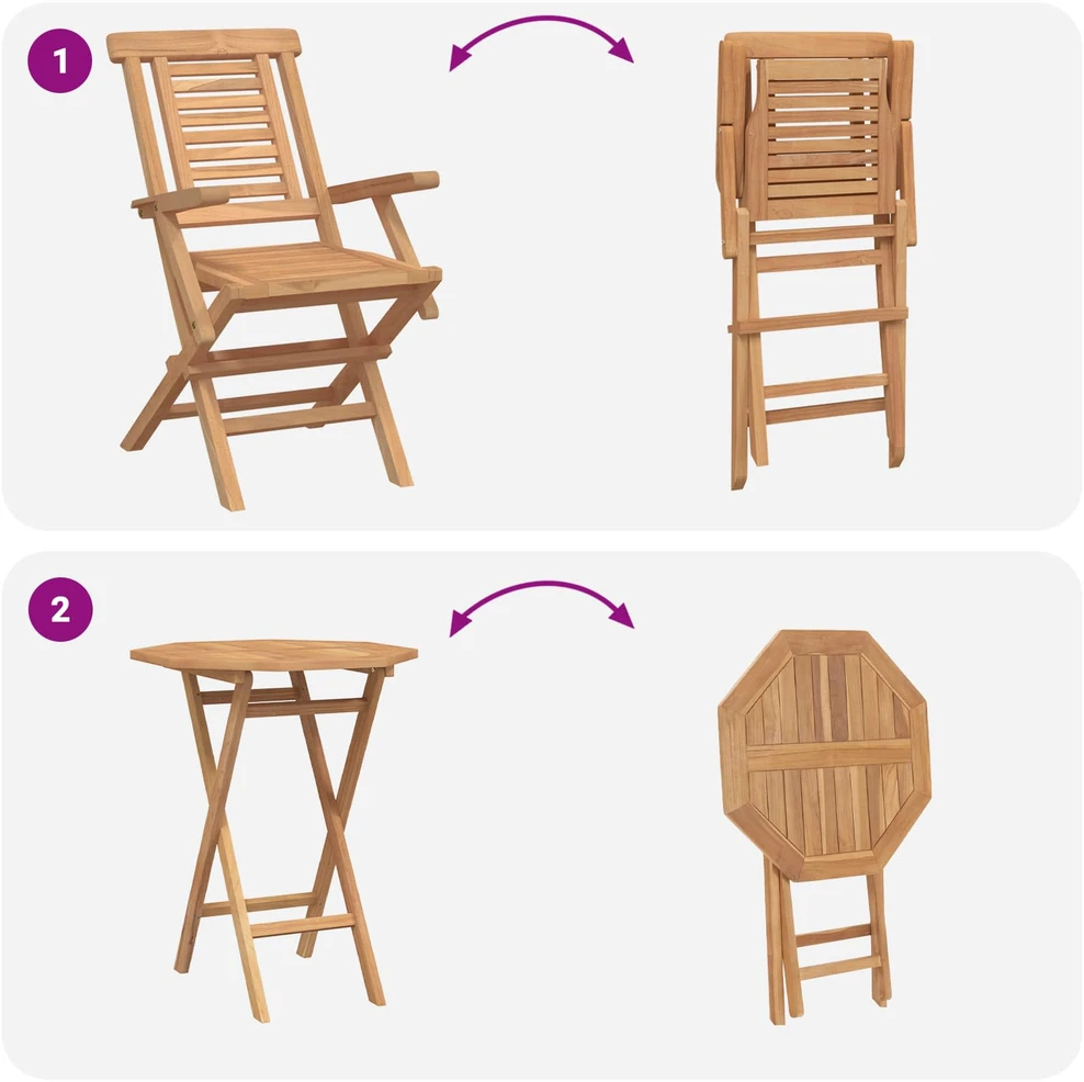 Lauko baldų komplektas Sodo komplektas 3 vnt. Ruda Kietas teakwood