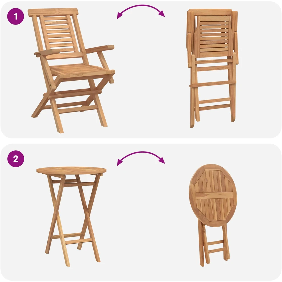 Lauko baldų komplektas Sodo komplektas 3 vnt. Ruda Kietas teakwood