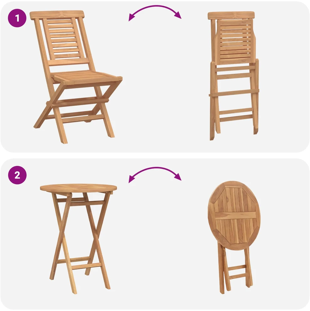 Lauko baldų komplektas Sodo komplektas 3 vnt. Ruda Kietas teakwood