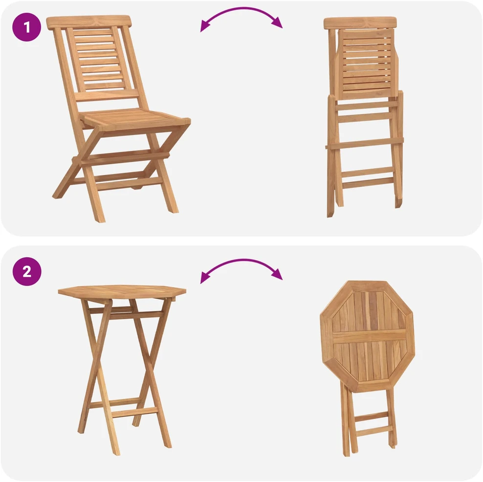 Lauko baldų komplektas Sodo komplektas 3 vnt. Ruda Kietas teakwood