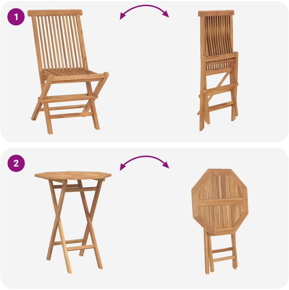 Lauko baldų komplektas Sodo komplektas 5 vnt. Ruda Kietas teakwood
